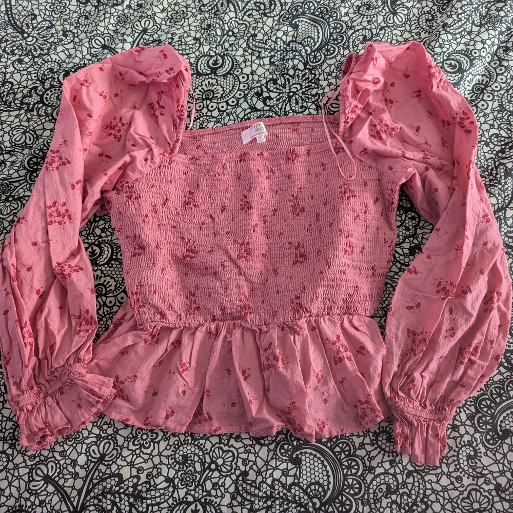 Dizzy Pink Puff Sleeve Ruffled Blouse